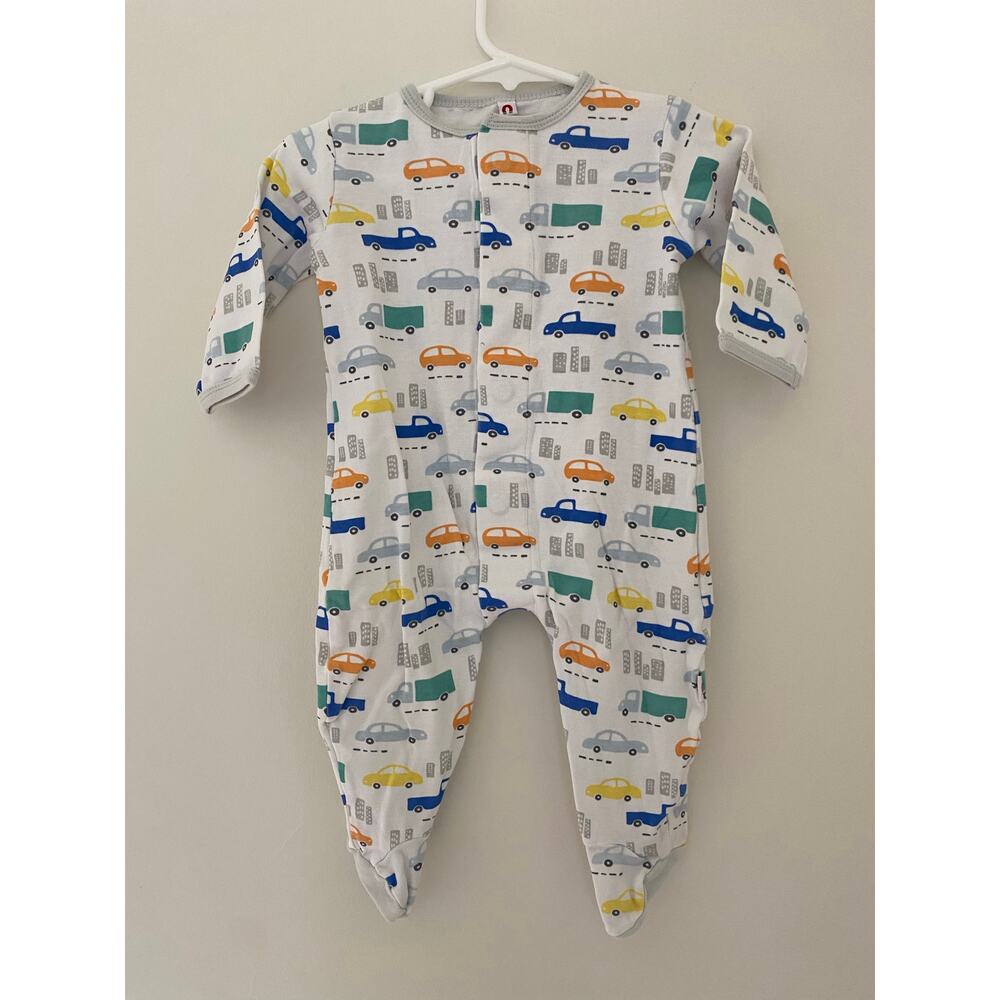 E=MC2 Magnetic Close Closure 3-6 Month Onsie Long Sleeve White Car Print Boy EUC